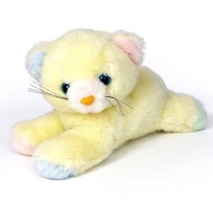 VTG 1989 Smiley Kids Kitty Plush Rattle Pastel Cat Stuffed Animal Baby Toy 11"